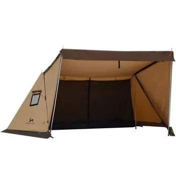 TOMOUNT Pup TC Gunmaku Solo 2-местный поликоттон с дымоходом, внутренняя сторона, солнце, подходит для 4 сезонов, палатка, палатка, отверстие, в комплекте, стены, хаки