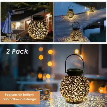 Tomshine открытый солнечный фонарь свет полый дизайн декоративные металлические подвесные светодиодные фонари 1pc