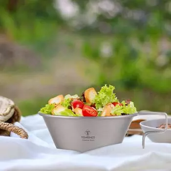 TOMSHOO 300 мл Многофункциональная посуда для кемпинга Титановая чаша Открытая чашка Sierra с ручкой и