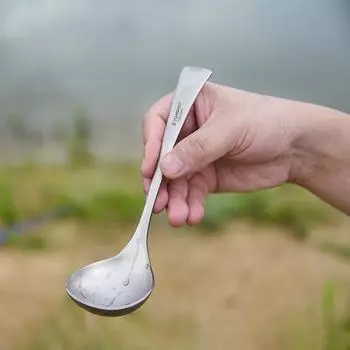 TOMSHOO Чистый Титан Длинная Ручка Суповая Ложка На Открытом Воздухе Кемпинг Бытовая серебряный