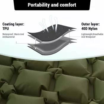 TOMSHOO Кемпинговый спальный коврик с подушкой Сверхлегкий надувной спальный коврик Воздушный матрас для светло-синий