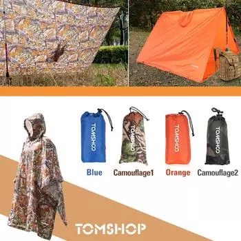 TOMSHOO Многофункциональный легкий плащ с капюшоном Дождевик для пешего туризма и велоспорта Пончо Дождевик Out