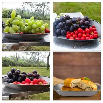 TOMSHOO Титановое сервировочное блюдо, легкий поднос для кемпинга, выпечки, барбекю, салата, пасты, закусок серебряный серый