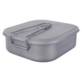 TOMSHOO Титановый ланч-бокс Легкий ящик для бенто для кемпинга со складной ручкой и крышкой для улицы серебряный