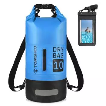 TOMSHOO Водонепроницаемая сухая сумка 10L20L Рюкзак RollTop Dry Bag с водонепроницаемым чехлом для телефона для путешествий 10L синий