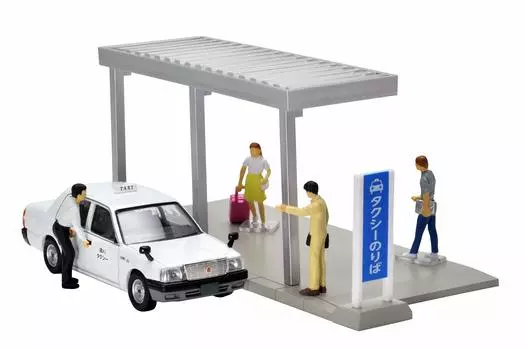 TOMYTEC GeoColle 64 164 #Car Snap 04a Стоянка такси (TLV-NEO Toyota Crown Comfort Специальная спецификация включена) Аксессуары из АБС и литье под давлением завершены