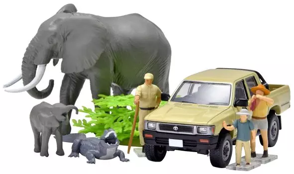 Tomytec Kaiyodo x Tomica Limited Vintage Geocolle 64 Car Snap 29a Safari 2 Пикап Hilux 4WD Двойная кабина Куклы и аксессуары из АБС-пластика и ПВХ частично
