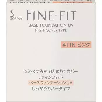 Тональная основа Fine Fit Kao Sofina Fine Fit с защитой от ультрафиолетового излучения, тип покрытия Mea 411n, розовая, 10 г