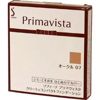 Тональная основа Kao Sofina Prima Vista Creamy Compact Foundation Ochre 07 (жидкость, гель, крем) (1) Используйте после кондиционирования кожи с помощью декоративной косметики Primavista.