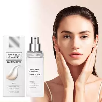 Тональная основа, меняющая цвет, идеальная тональная основа, меняющая цвет, основа под макияж, увлажняющая жидкая тональная основа для женщин и девочек, нежирная, не оставляющая следов, 30 мл One Size белый