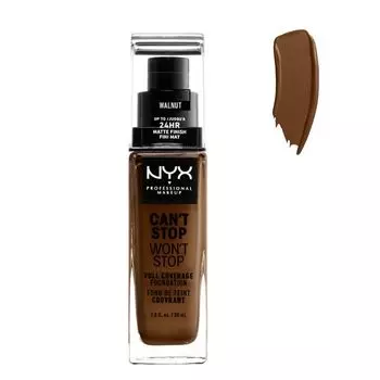 Тональная основа Nyx Can t Stop Won t Stop Full Coverage, орех, 30 мл