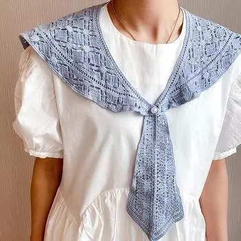 Тондэмун весна-лето студенческий повседневный кружевной ажурный платок жемчужный внешний ложный воротник завод 40-85 небесно-голубой