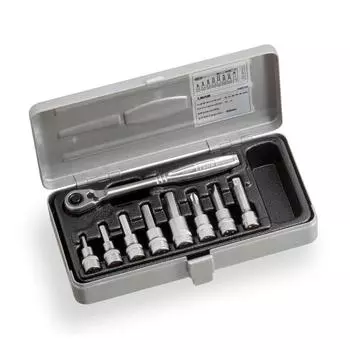 Набор шестигранных торцевых ключей TONE H2072, угловой привод, серебристый, 9 предметов, 6,35 мм (1/4 )