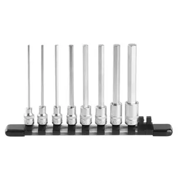 TONE Long Hexagon Socket Set Includes 8 Pieces (with Holder), HH208L, 6.35mm (1/4 ) Drive,