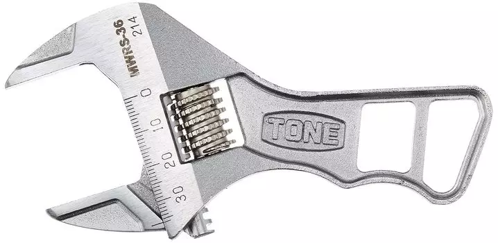 TONE Short adjustable wrench Total length 140mm (with scale) MWRS-36 серебряный