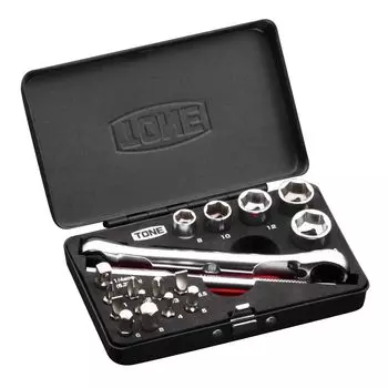 TONE socket wrench bit set MIX21620MBK Drive Bit width across Black 18 items angle 6.35mm (1/4 ) flats 6.35mm Contents