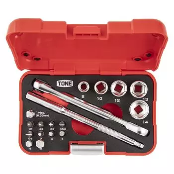 TONE Socket Wrench Bit Set MIX21620P Bit Insertion Red Contents 18 items &6.35mm (1/4 )