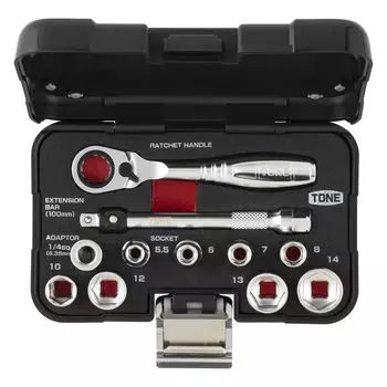 TONE Socket Wrench Set Drive Angle Black Contents 11 items N-S1183SSP 6.35mm (1/4 )