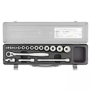 Tone Socket Wrench Set Insert 9.5mm 38 1560mh Content 17 Point Silver Each