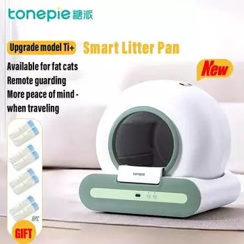 Tonepie Smart Автоматический кошачий туалет Съемный 65 л Самоочищающийся кошачий туалет Управление через приложение Товары для ухода за домашними животными белый