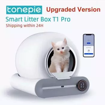 Tonepie Smart Cat Litter Box Автоматический самоочищающийся 65 л Полностью закрытый кошачий туалет с управлением через приложение для домашних животных Ионный дезодорант 110V-220V