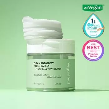 Тонер-диски Vegan Effect Clean & Glow Green Barley First LHA 60 листов