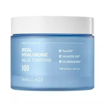 Тонер-диски Wellage Real Hyaluronic Blue 210 мл, 70 шт., 1 шт.