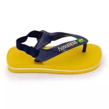 Желтые шлепанцы, темно-синий флаг Бразилии, детский HAVAIANAS 21 темно-синий