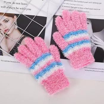 Tongbao Теплые осенние и зимние велосипедные утолщенные милые пятипалые шерстяные студенческие пишущие корейские версии перчатки с защитой от холода