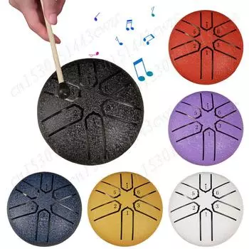 Tongue Drum 3 Inch 6 Tone Mini Ethereal Drums Children Steel Hand Drums Yoga Meditation Professional Percussion Instruments Gift темно-синий