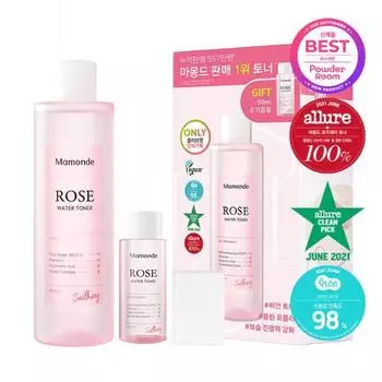 Тоник Mamonde Rose Water 250 мл, специальный (Косметическая подушечка + дополнительный подарок 50 мл.)