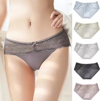 Тонирующие трусики из ледяного шелка, женские кружевные трусы, сексуальное соблазнительное нижнее белье, нижнее белье с бантом для девочек