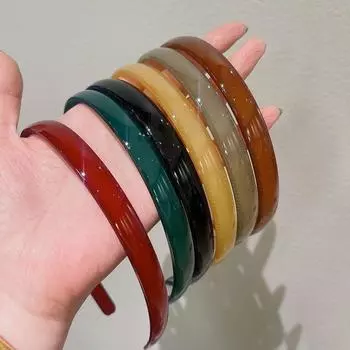 Тонкая акриловая повязка для волос с зубчиком, пластиковый обруч для волос, сладкая повязка для волос цвета желе, макияж красный