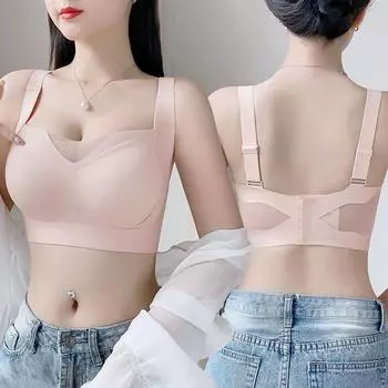 Тонкая бесшовная верхняя часть трубки, антилегкое нижнее белье большого размера, женское нижнее белье большого размера, стягивается и закрывает регулируемый подгрудный чехол. M чёрный