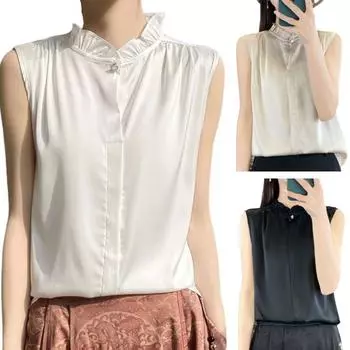 Тонкая блузка без рукавов, однотонная футболка, женская, сладкие рубашки, укороченные топы, вечеринка L чёрный