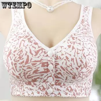 Тонкая чашка бюстгальтер для пожилых женщин с принтом без косточек бюстгальтер больших размеров 36/80B чёрный