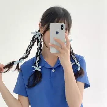 Тонкая двойная длинная лента Blue City Ballet Core, заколка для волос Son Min-soo, 3 цвета