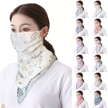 Тонкая дышащая шифоновая маска для лица, солнцезащитный анти-УФ-шейный шарф, тюрбан One Size