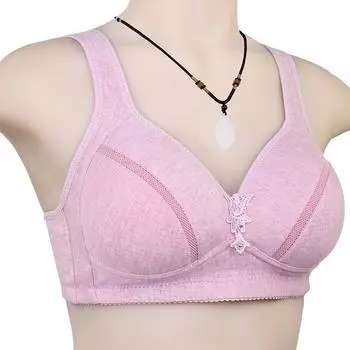 Тонкая хлопковая майка среднего и пожилого цвета, простой и удобный бюстгальтер без стального кольца с пряжкой на спине, нижнее белье большого размера