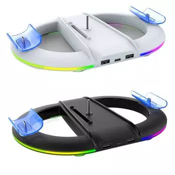 Тонкая консольная вертикальная подставка с подсветкой Atmosphere RGB, подставка под RGB, игровая консоль, кронштейн для PS5 Slim Disc Digital Edition чёрный