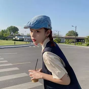 Тонкая ковбойская шляпа в японском стиле, женская весенне-летняя литературная фуражка, универсальный берет, корейская трендовая шляпа вперед M56-58cmadjustable