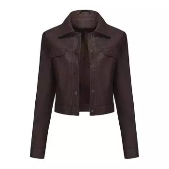 Тонкая кожаная куртка Женский кардиган с несколькими карманами Повседневная куртка Модная куртка S