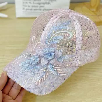 Тонкая кружевная сетка, полые дышащие бейсболки с блестками для мужчин и женщин, летняя универсальная кепка с солнцезащитным козырьком breathable hat белый