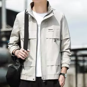 Тонкая куртка мужская весна и осень мужская простая повседневная рабочая одежда мужская куртка M