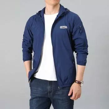Тонкая куртка мужская весна лето уличное быстросохнущая солнцезащитная куртка мужская женская верхняя одежда с капюшоном спортивная ветровка ультралегкие куртки L королевский синий