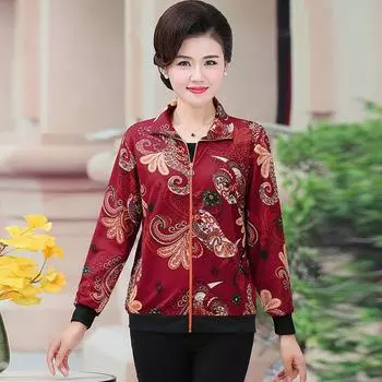 Тонкая куртка на молнии для женщин среднего и пожилого возраста, весенняя и осенняя куртка для мам, летняя солнцезащитная модная женская куртка XL recommends within 47.5kg