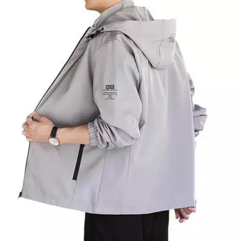 Тонкая куртка-пальто для весны и осени, мужская куртка штурмовика с капюшоном, повседневная куртка XXXXL чёрный