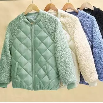 Тонкая легкая пуховая хлопковая куртка женское короткое пальто осень-зима женская свободная хлопковая куртка с капюшоном из искусственной овечьей шерсти M чёрный