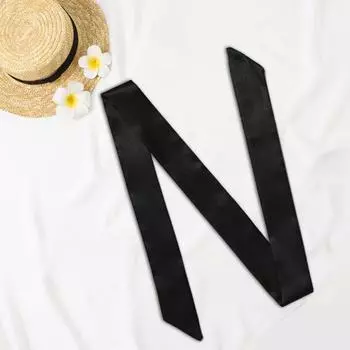 Тонкая мягкая лента для головы, имитация шелкового шарфа, длинный стиль, декоративная лента, женская головная повязка для волос чёрный