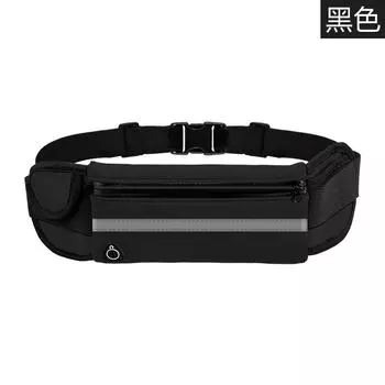 Тонкая мягкая полиэфирная водостойкая поясная сумка для мужчин и женщин, переносящих ключи от телефона и деньги чёрный